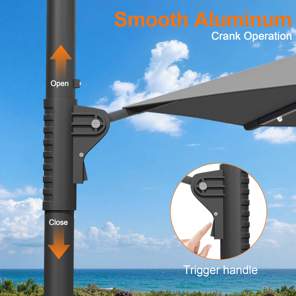 Patioslife Aegis Pro Round Cantilever Patio Umbrella with Solar LED Lights & Shade Protection