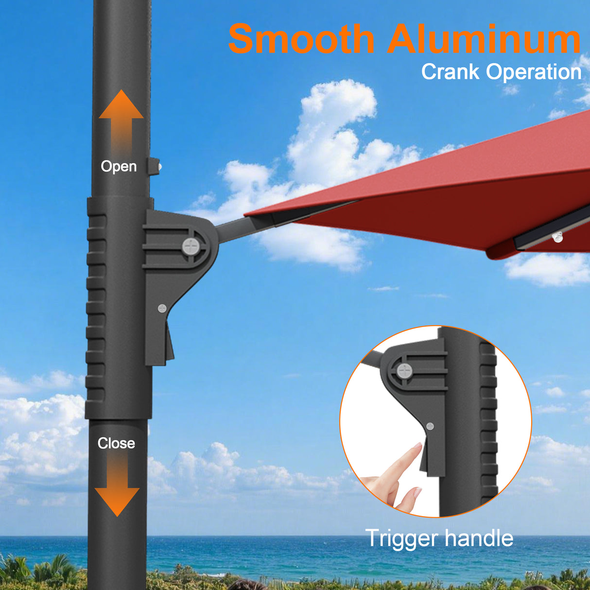 Patioslife Aegis Pro Round Cantilever Patio Umbrella with Solar LED Lights & Shade Protection