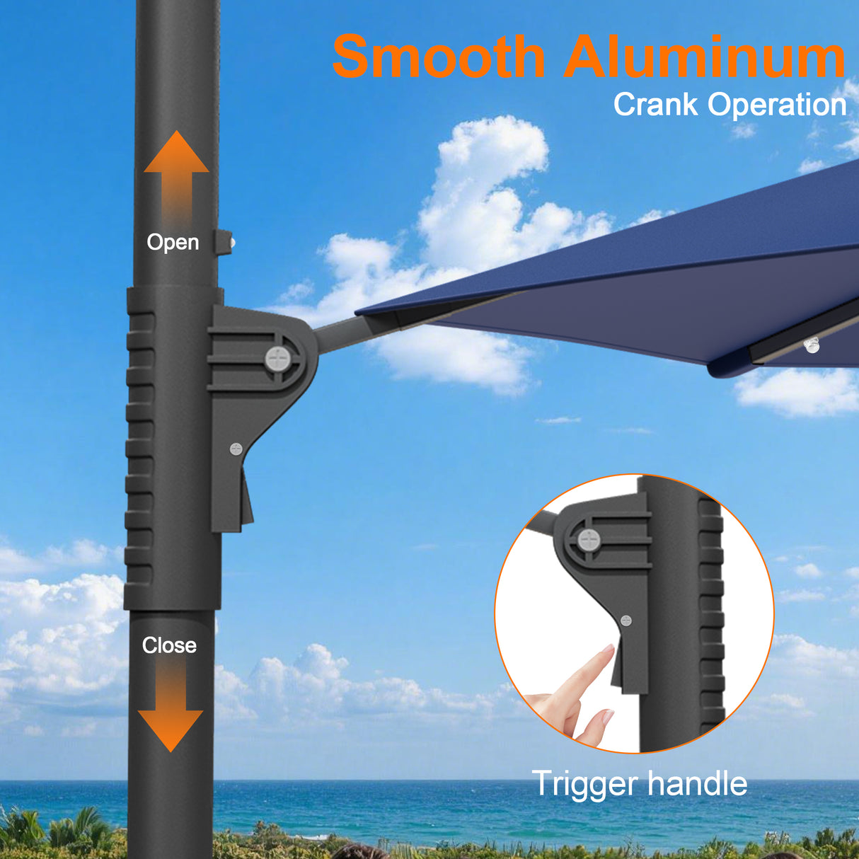 Patioslife Aegis Pro Round Cantilever Patio Umbrella with Solar LED Lights & Shade Protection