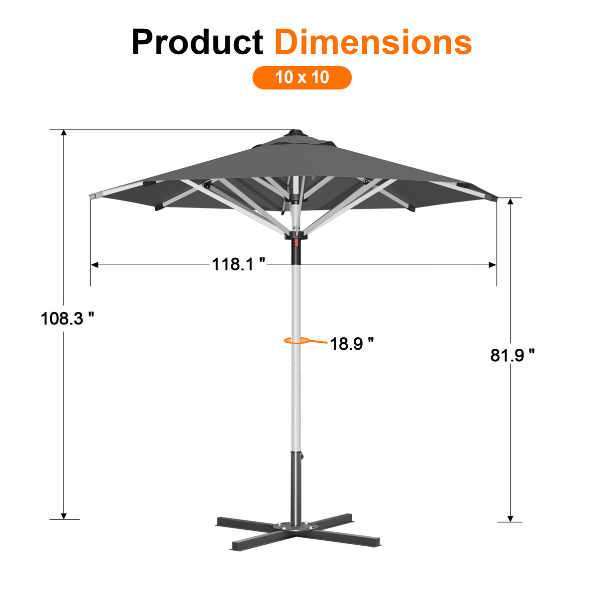 Patioslife Garden Parasol — Square & Round | Heavy-Duty Aluminium Pole, Double Vent Canopy | 2.7m, 3m & 3.35m