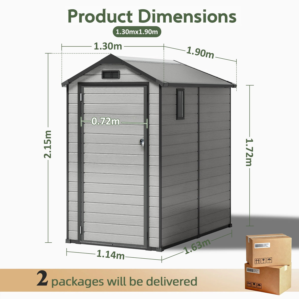 Outdoor Storage Shed with Floor Patioslife YardVault , All-Weather Waterproof Plastic Garden Shed in Resin with Lock and Window for Backyard, Heavy-Duty Storage Shed for Tools, Bikes & Lawn Equipment