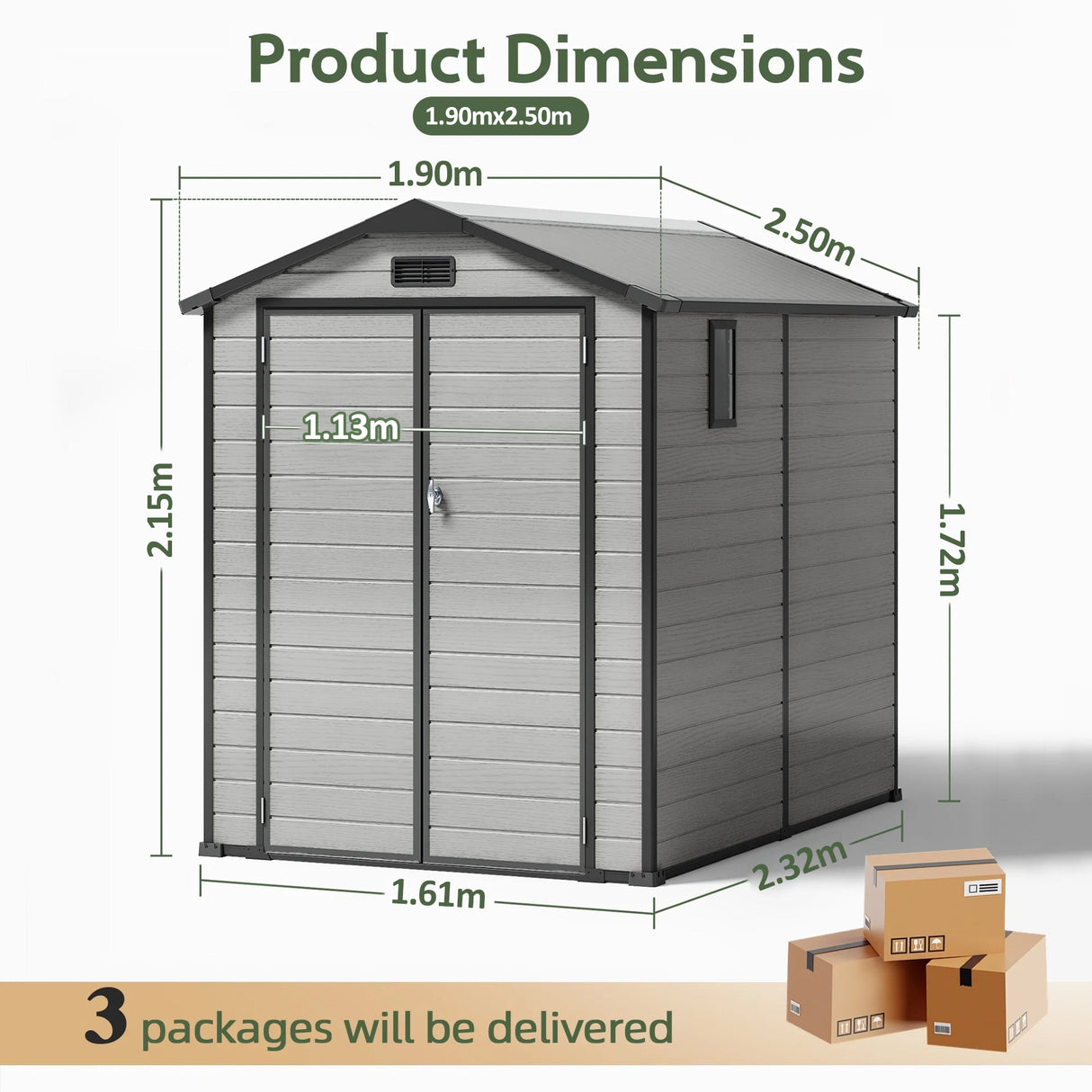 Outdoor Storage Shed with Floor Patioslife YardVault , All-Weather Waterproof Plastic Garden Shed in Resin with Lock and Window for Backyard, Heavy-Duty Storage Shed for Tools, Bikes & Lawn Equipment