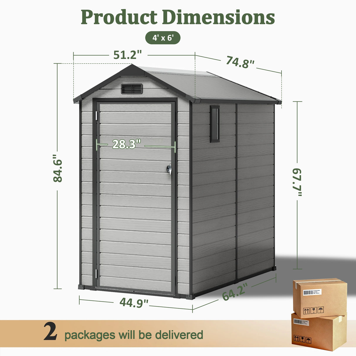 Patioslife YardVault Resin Garden Storage Shed with Bulid-in Floor, Lock & Window
