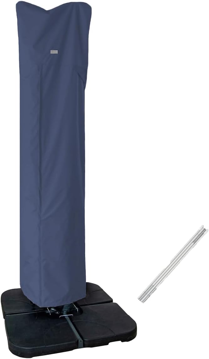 Water-Resistant Patio Umbrella Cover for 9ft-13ft Offset & Cantilever Umbrellas with Zipper & Rod – Durable Outdoor Protection for Curved and Straight Pole Parasols