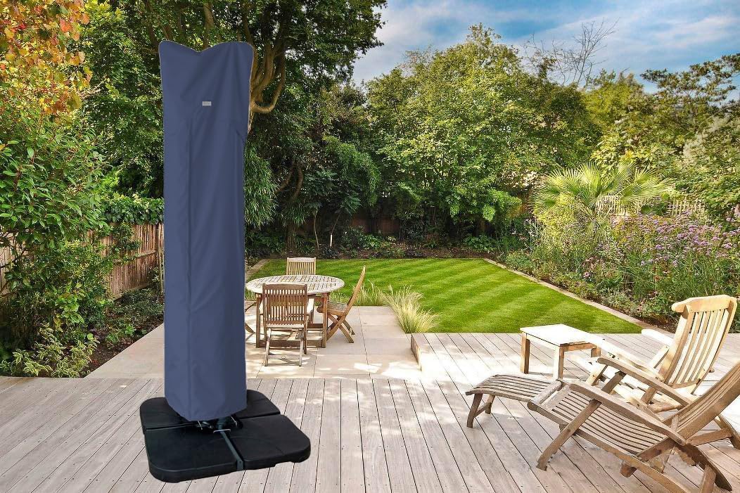 Water-Resistant Patio Umbrella Cover for 9ft-13ft Offset & Cantilever Umbrellas with Zipper & Rod – Durable Outdoor Protection for Curved and Straight Pole Parasols