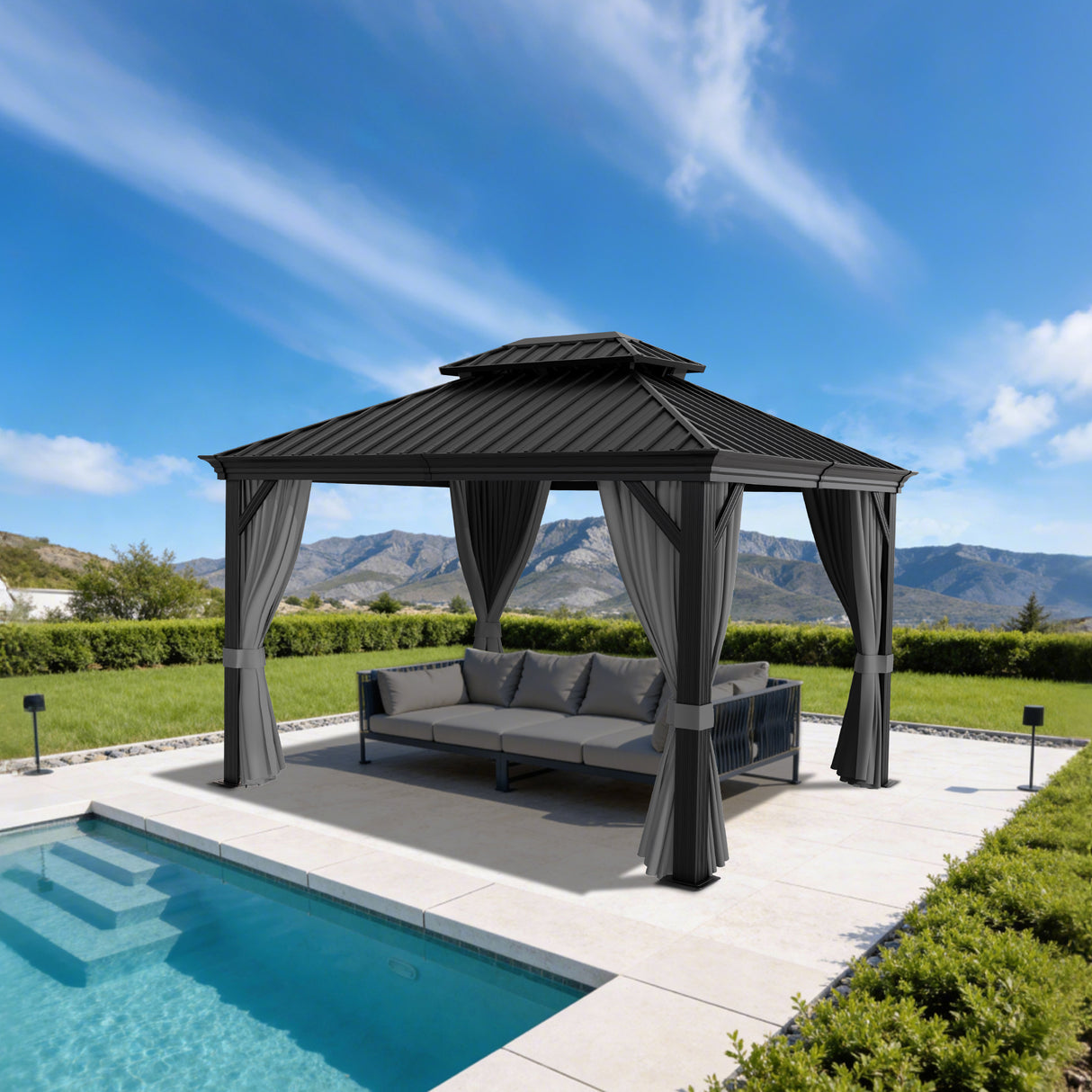 Patioslife Aluminium Carport with Steel Roof – Weatherproof Canopy for Cars, Motorbikes & Campervans