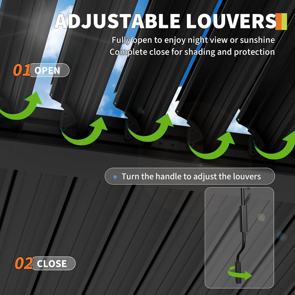 Patioslife Atlantic™ | Aluminium Louvered Pergola with Adjustable Roof & Built-In LED Lights, Freestanding All-Weather Shelter for Deck, Patio & Poolside