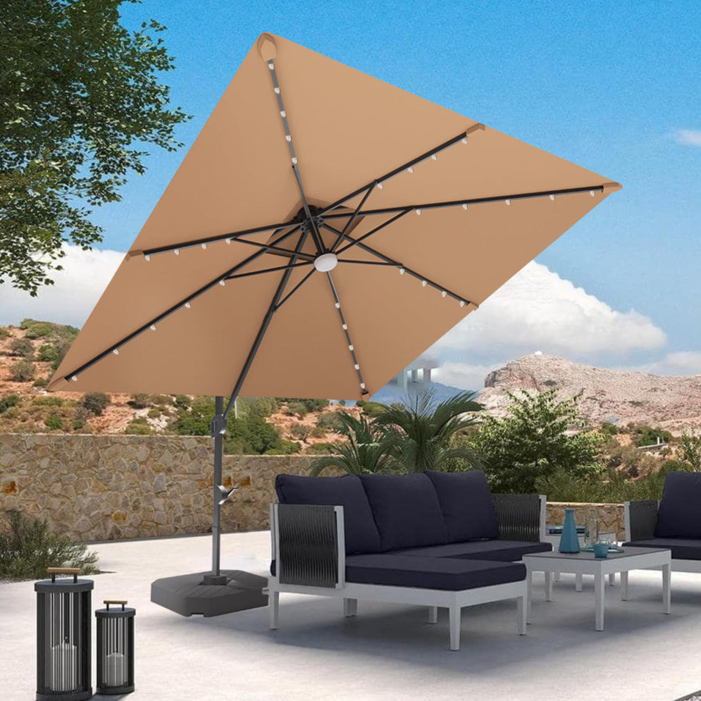 Patioslife Aegis Pro™,Cantilever Parasol,LED Lights,Reinforced Aluminium Ribs,Powder-Coated Aluminium Pole,Garden Umbrella,Patio Shade,Outdoor Sunshade,Weatherproof,UV Protection,Adjustable Angle,Modern Outdoor Furniture,Contemporary Design,Luxury Patio Accessory,Premium Outdoor Living