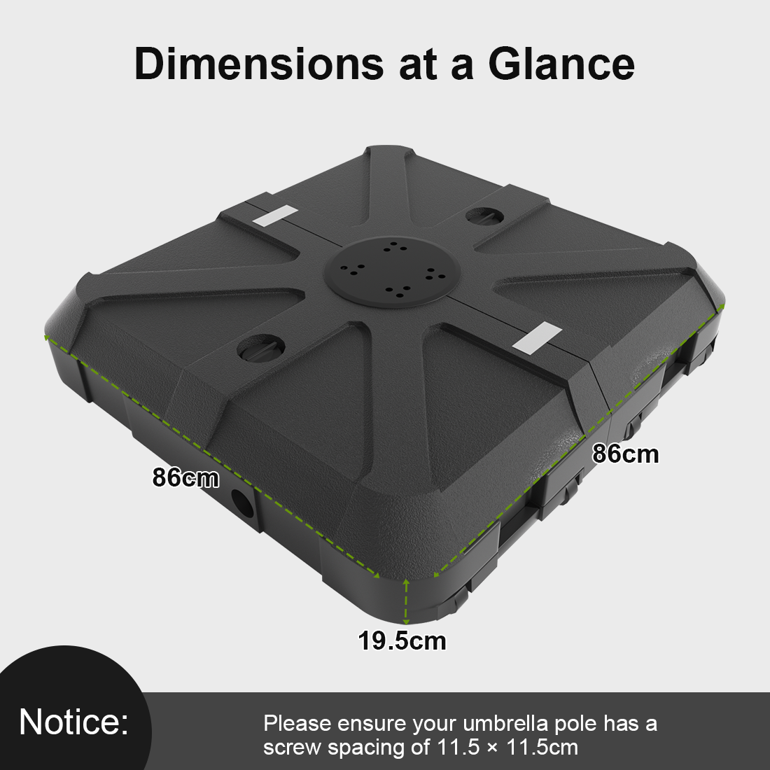 Patioslife™ Cantilever Parasol Base 115–200kg, Heavy-Duty Outdoor Rolling Stand, Refillable HDPE Offset Weights with Wheels for Patio, Garden & Poolside Stability