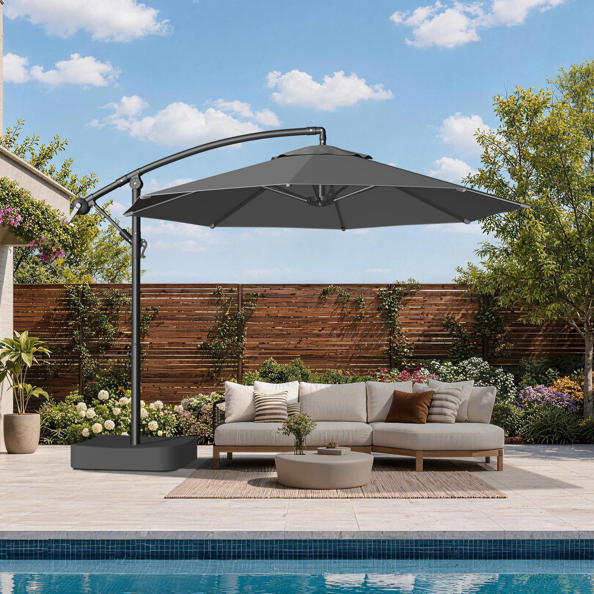 Patioslife Heavy Duty 3M Cantilever Parasol with Base – Premium Outdoor Shade for Patio, Garden & Backyard Living