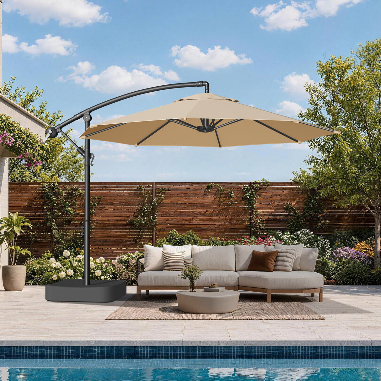 Patioslife Heavy Duty 3M Cantilever Parasol with Base – Premium Outdoor Shade for Patio, Garden & Backyard Living