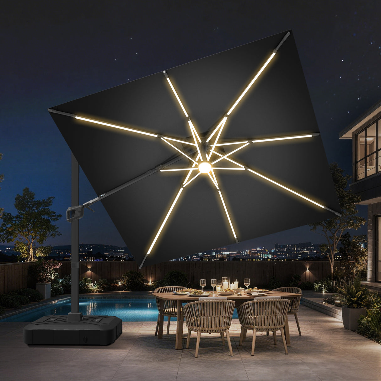 Patioslife Aegis Signature Series Rotating Cantilever Patio Umbrella with Adjustable Tilt for Garden & Poolside