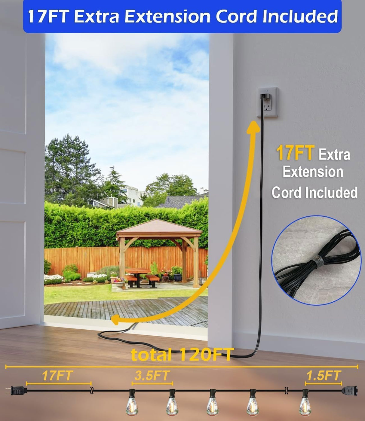 Patioslife™|LED Outdoor String Lights with Shatterproof Edison Bulbs – Waterproof, Commercial Grade 2700K Patio Lights for Garden, Porch & Deck Decor