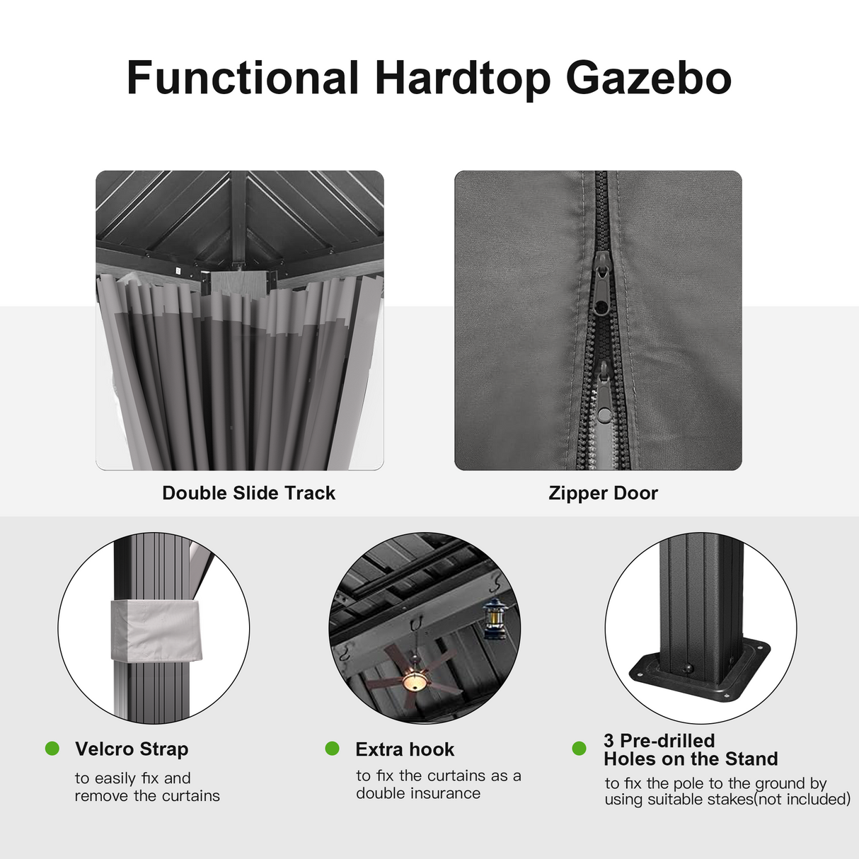 Patioslife Haven Hardtop Gazebo – Heavy-Duty Aluminium Frame, Double-Vented Roof & Curtains, Patio Pergola for Garden or Backyard