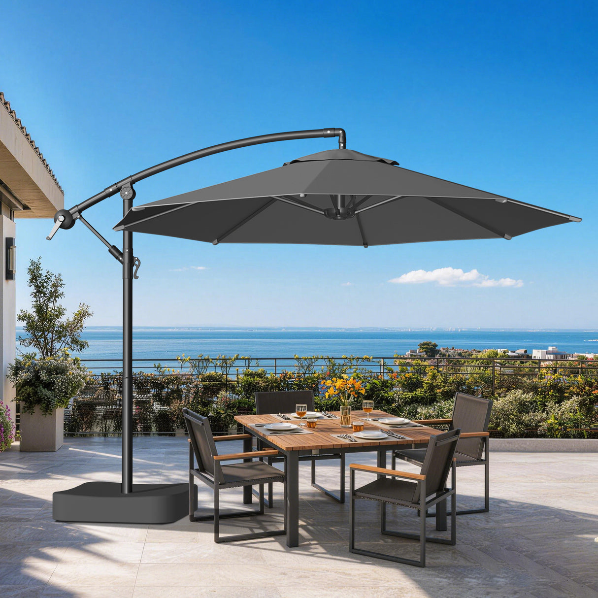 Patioslife Heavy Duty 3M Cantilever Parasol with Base – Premium Outdoor Shade for Patio, Garden & Backyard Living