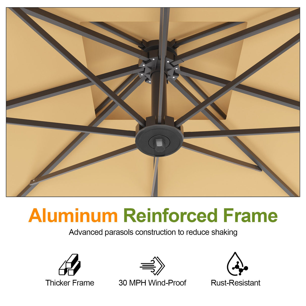 Patioslife Aegis Pro™,Cantilever Parasol,Base Included,Protective Cover,Fibreglass Ribs,Powder-Coated Aluminium Pole,Garden Umbrella,Patio Shade,Outdoor Sunshade,Weatherproof,UV Protection,Adjustable Angle,Modern Outdoor Furniture,Contemporary Design,Luxury Patio Accessory,Premium Outdoor Living