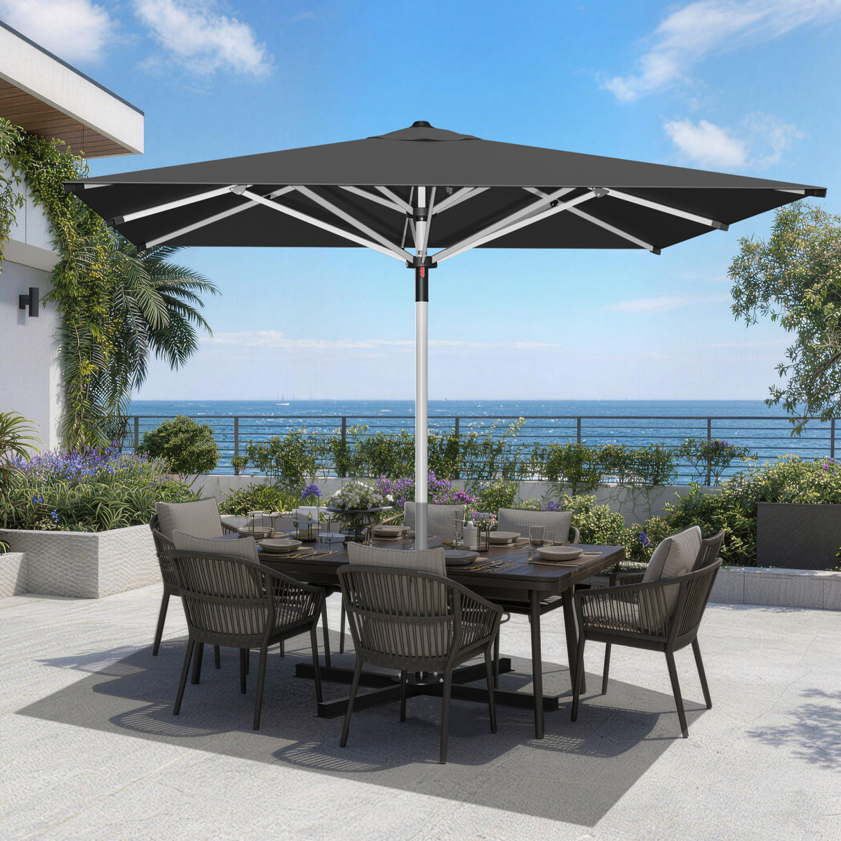 Patioslife Garden Parasol — Square & Round | Heavy-Duty Aluminium Pole, Double Vent Canopy | 2.7m, 3m & 3.35m