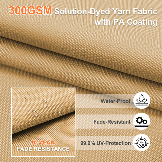 Patioslife Aegis Premium 300GSM solution-dyed yarn fabric with PA coating, waterproof finish, fade resistance and UV protection