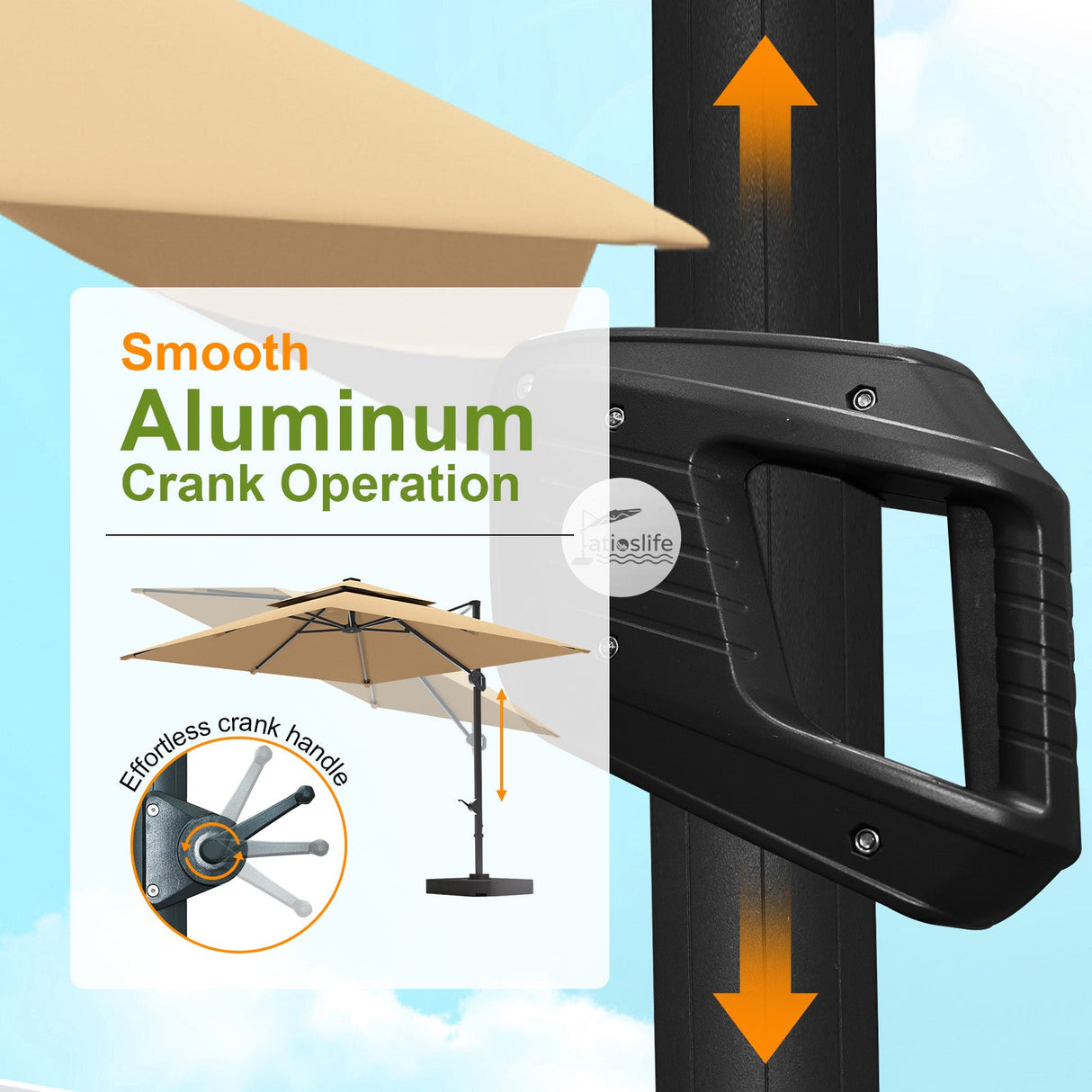 Patioslife Aegis Pro™,Cantilever Parasol,Base Included,Protective Cover,Fibreglass Ribs,Powder-Coated Aluminium Pole,Garden Umbrella,Patio Shade,Outdoor Sunshade,Weatherproof,UV Protection,Adjustable Angle,Modern Outdoor Furniture,Contemporary Design,Luxury Patio Accessory,Premium Outdoor Living