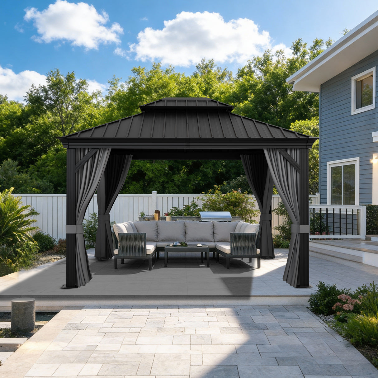 Patioslife Aluminium Carport with Steel Roof – Weatherproof Canopy for Cars, Motorbikes & Campervans