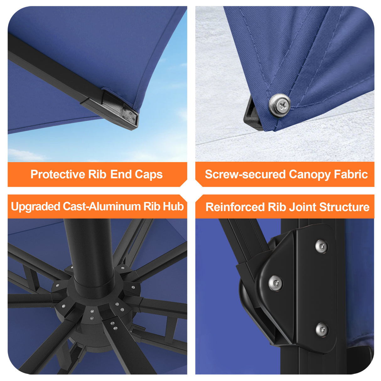 Patioslife Aegis Pro All-weather Cantilever Parasol with LED Lights, Reinforced & Powder-Coated Aluminium Ribs and Pole — Perfect for Garden & Patio