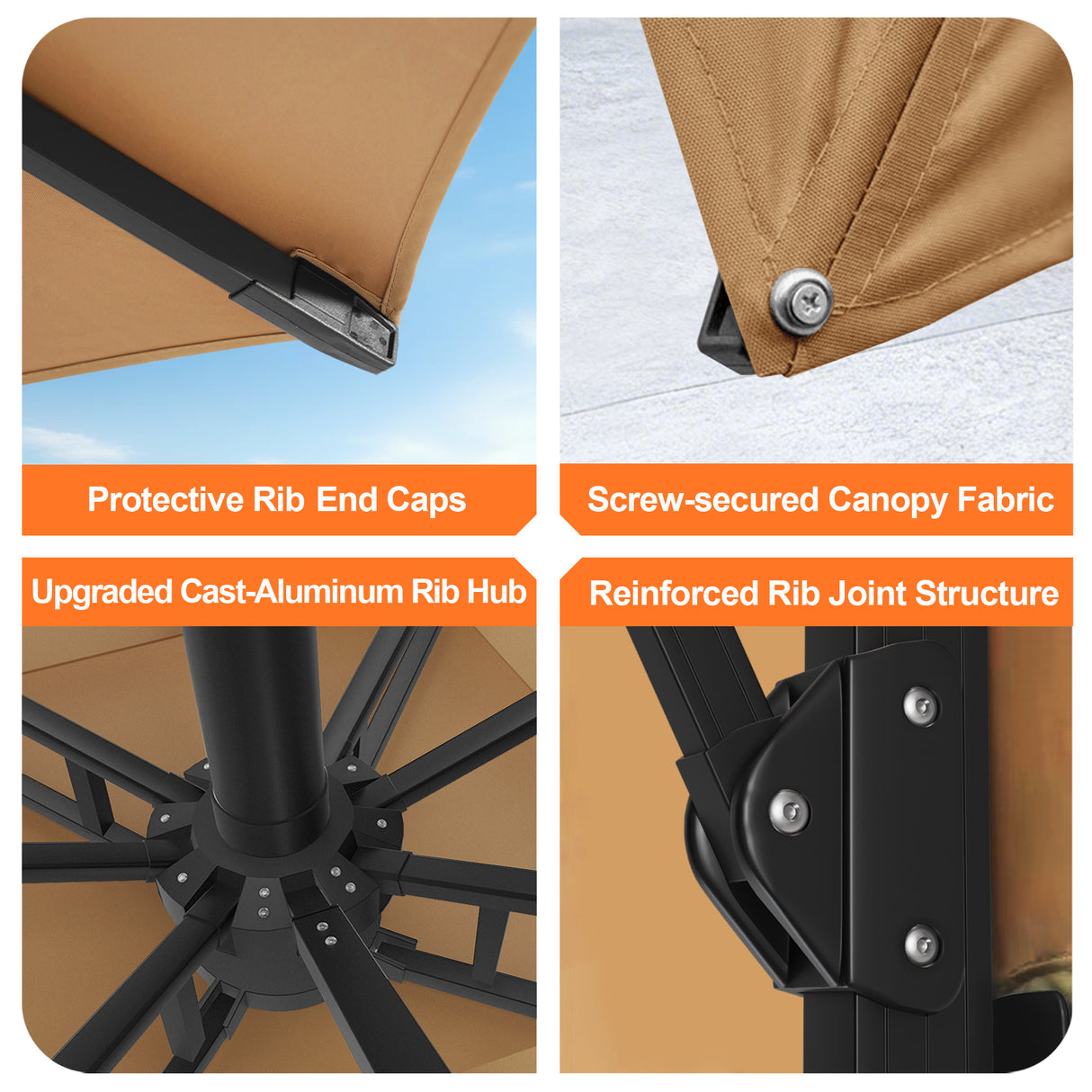 Patioslife Aegis Pro All-weather Cantilever Parasol , Reinforced & Powder-Coated Aluminium Ribs and Pole — Perfect for Garden & Patio