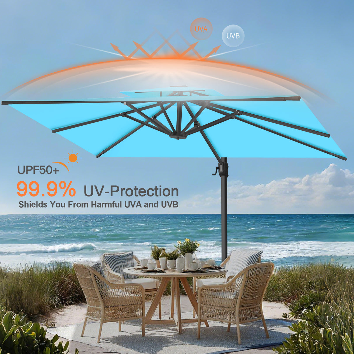 Patioslife Aegis Pro All-weather Cantilever Parasol , Reinforced & Powder-Coated Aluminium Ribs and Pole — Perfect for Garden & Patio