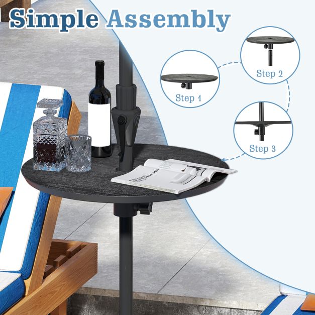 Clamp-On Parasol Side Tray | Outdoor Pole Table for Garden & Poolside Lounging