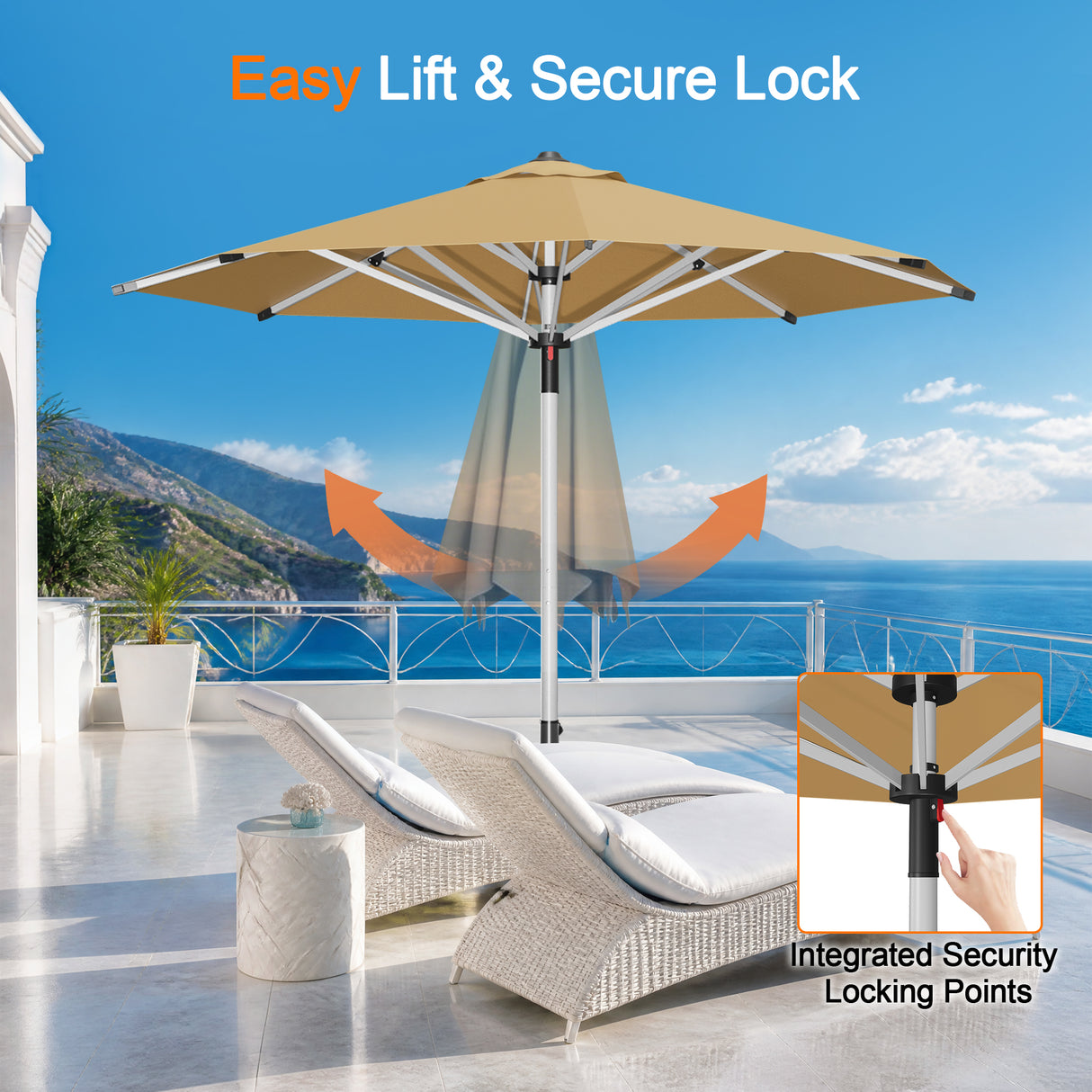 Patioslife Garden Parasol — Square & Round | Heavy-Duty Aluminium Pole, Double Vent Canopy | 2.7m, 3m & 3.35m