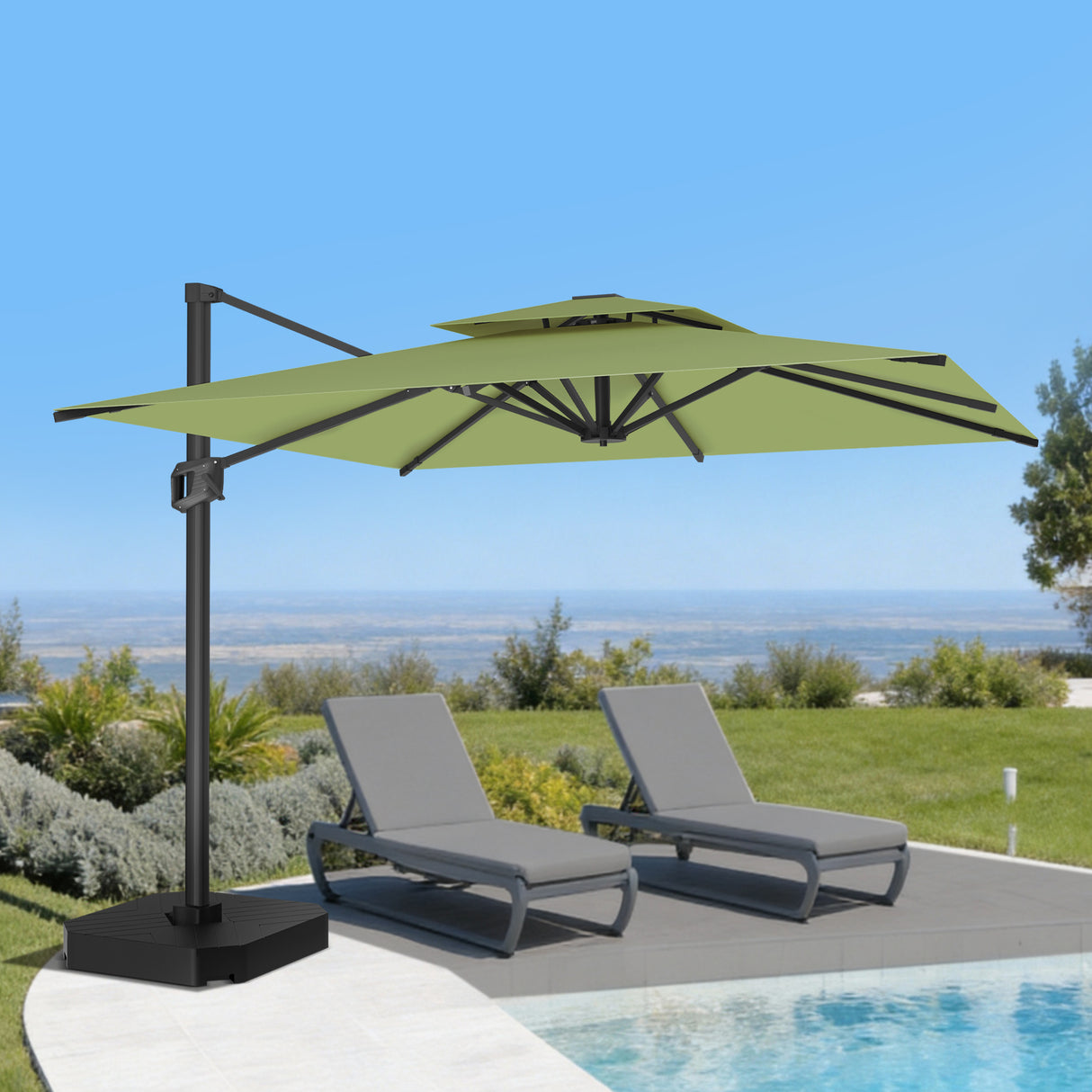 Patioslife Aegis Pro All-weather Cantilever Parasol , Reinforced & Powder-Coated Aluminium Ribs and Pole — Perfect for Garden & Patio