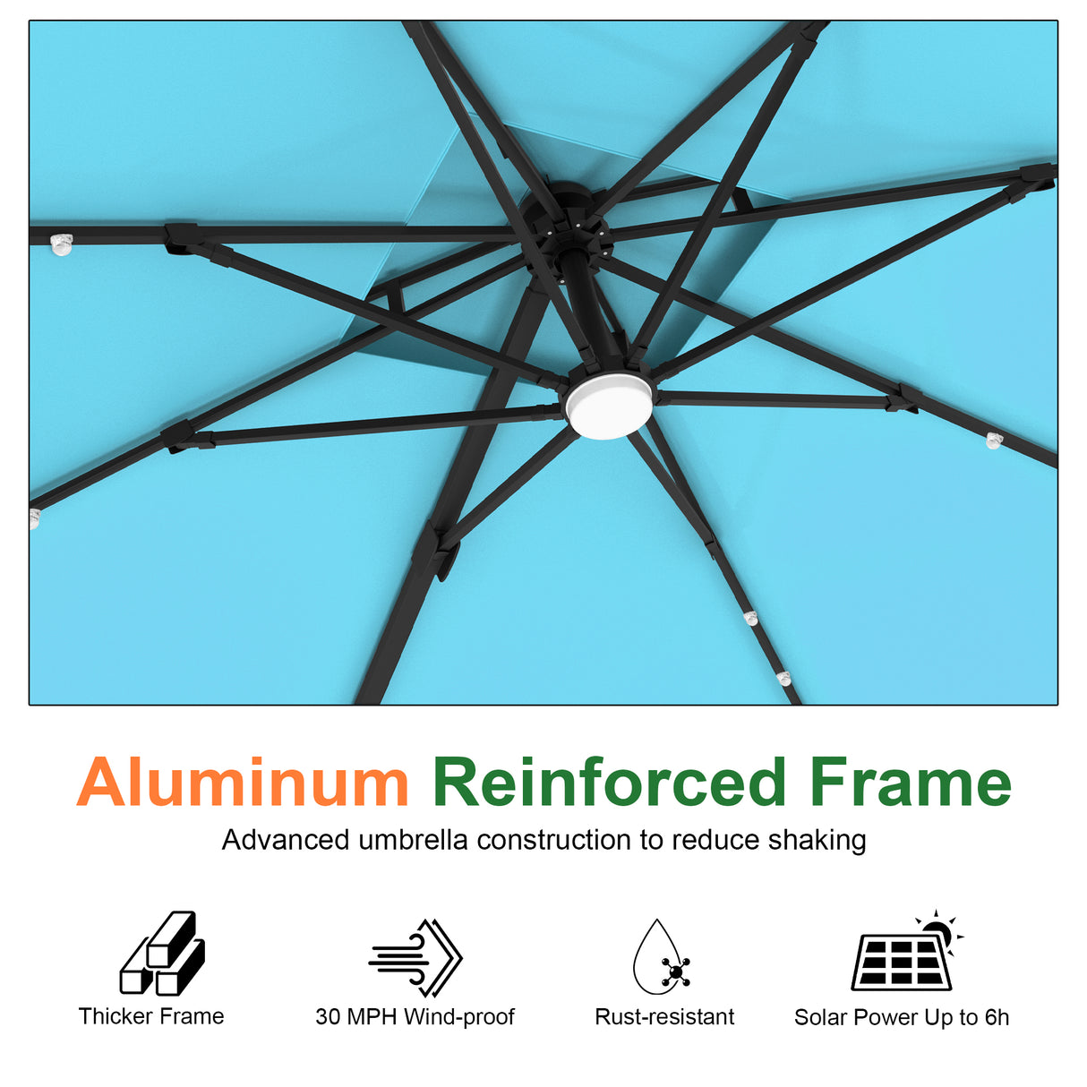 Patioslife Aegis Pro All-weather Cantilever Parasol with LED Lights, Reinforced & Powder-Coated Aluminium Ribs and Pole — Perfect for Garden & Patio