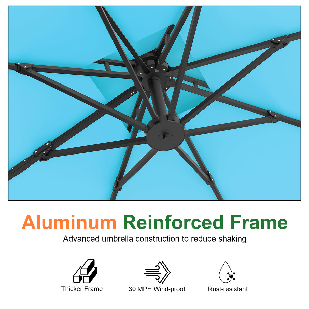 Patioslife Aegis Pro All-weather Cantilever Parasol , Reinforced & Powder-Coated Aluminium Ribs and Pole — Perfect for Garden & Patio
