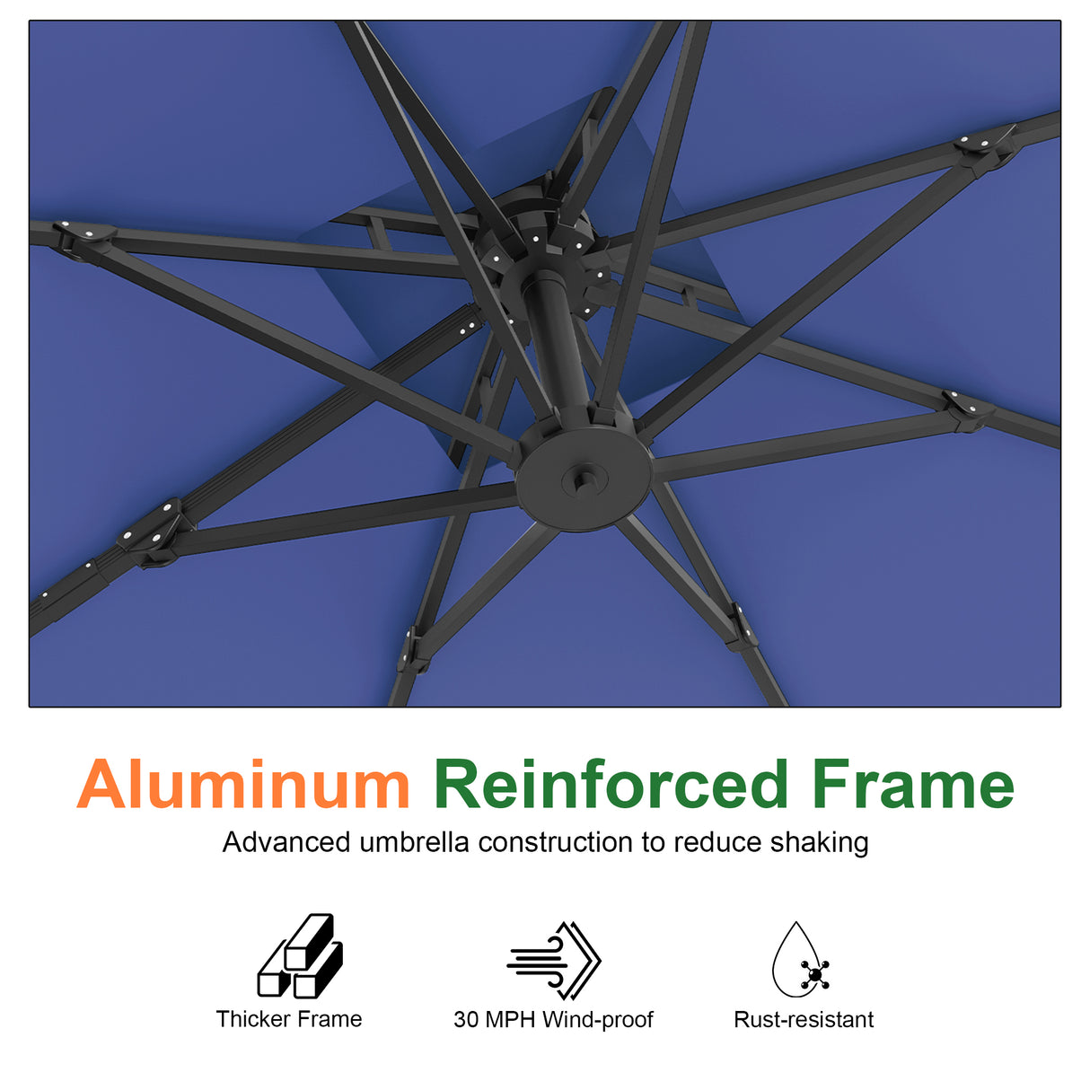 Patioslife Aegis Pro All-weather Cantilever Parasol , Reinforced & Powder-Coated Aluminium Ribs and Pole — Perfect for Garden & Patio
