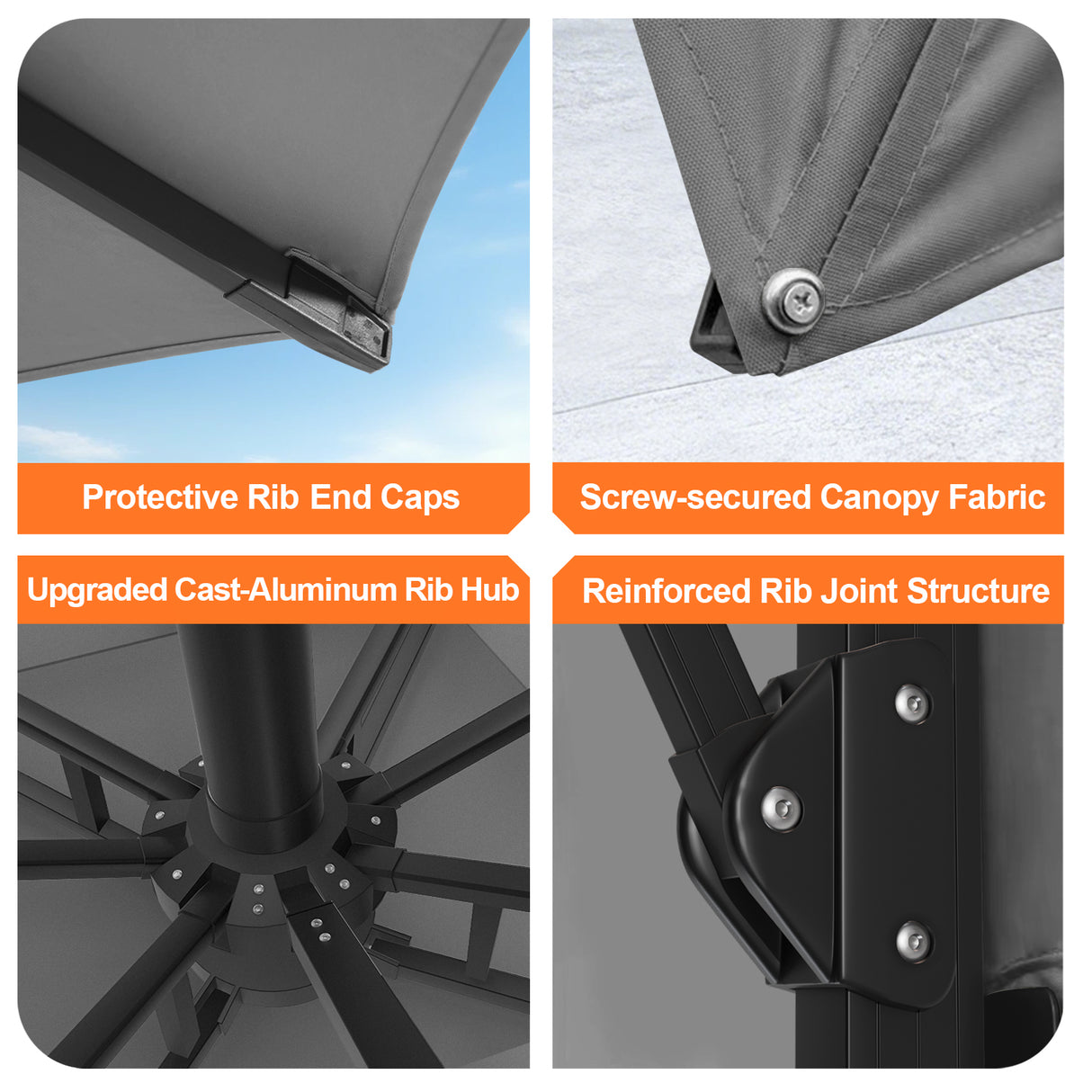 Patioslife Aegis Signature Series Rotating Cantilever Patio Umbrella with Adjustable Tilt for Garden & Poolside