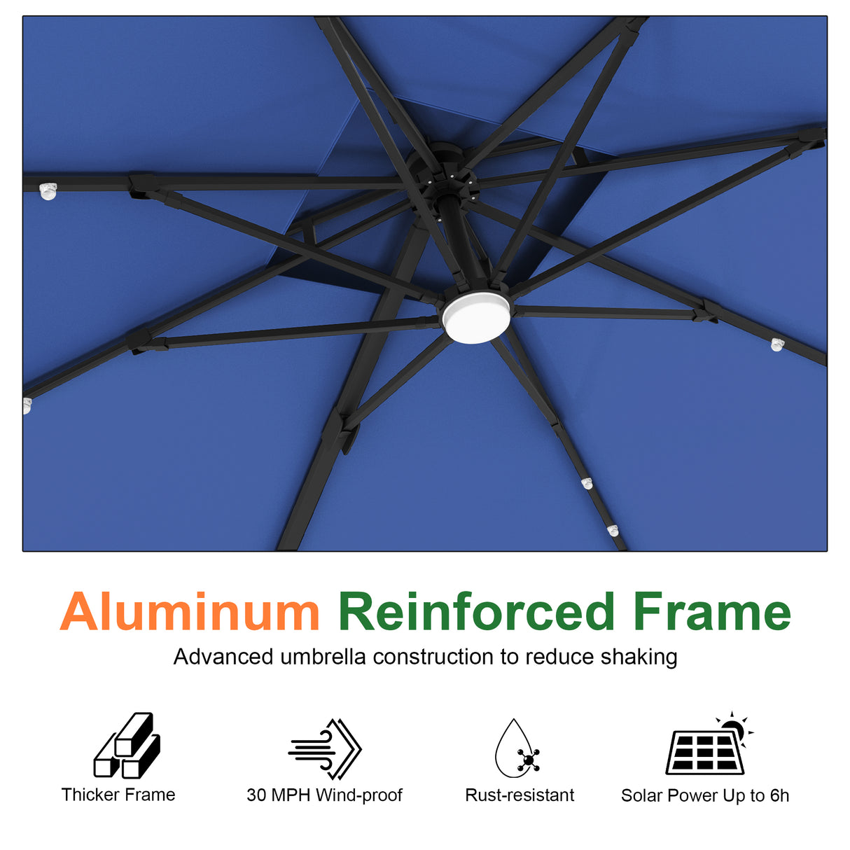 Patioslife Aegis Pro All-weather Cantilever Parasol with LED Lights, Reinforced & Powder-Coated Aluminium Ribs and Pole — Perfect for Garden & Patio