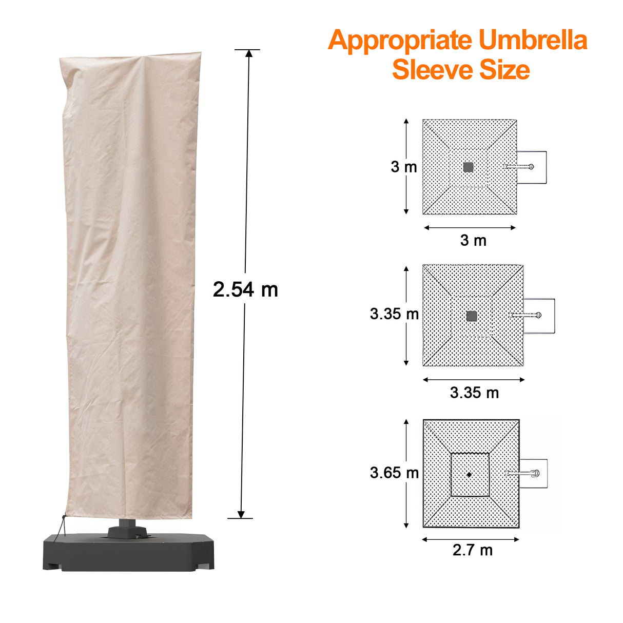 Patio Umbrella Cover for Offset & Cantilever Umbrellas with Zipper & Rod – Durable Outdoor Protection for Curved and Straight Pole Parasols