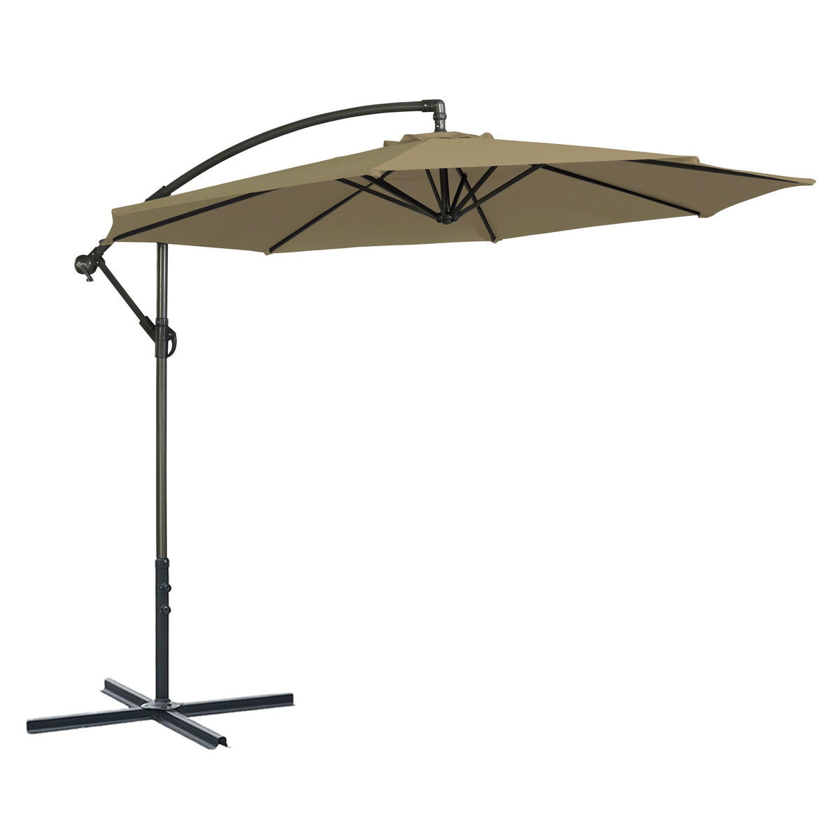 Round Cantilever Parasol 3m with 360° Rotation for Gardens, Terraces & Outdoor Seating