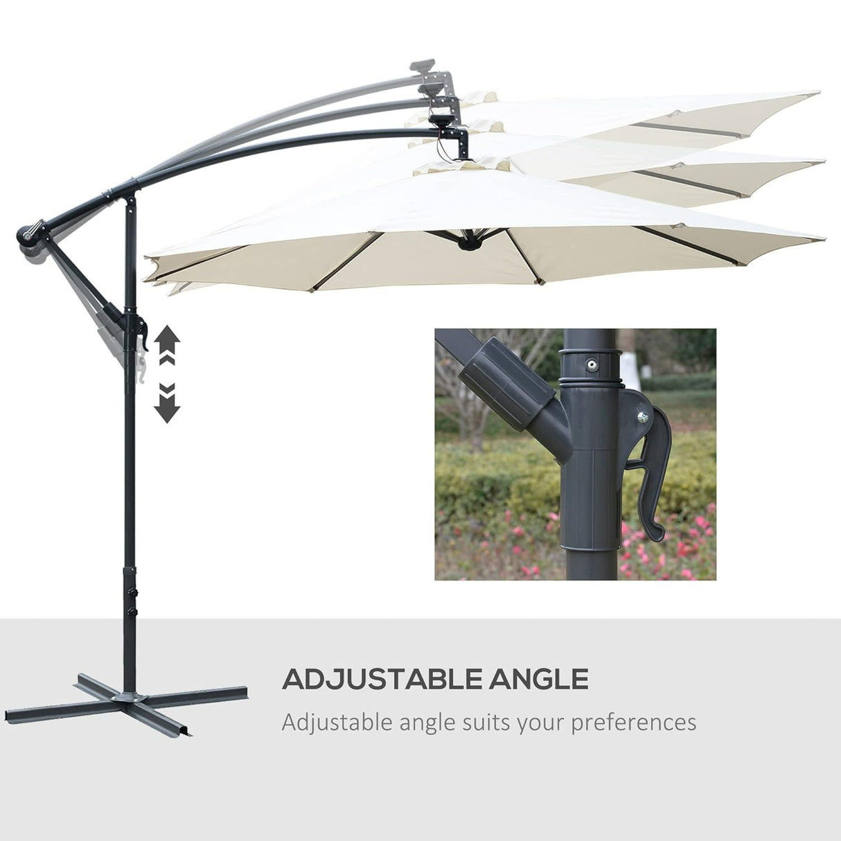 Round Cantilever Parasol 3m with 360° Rotation for Gardens, Terraces & Outdoor Seating