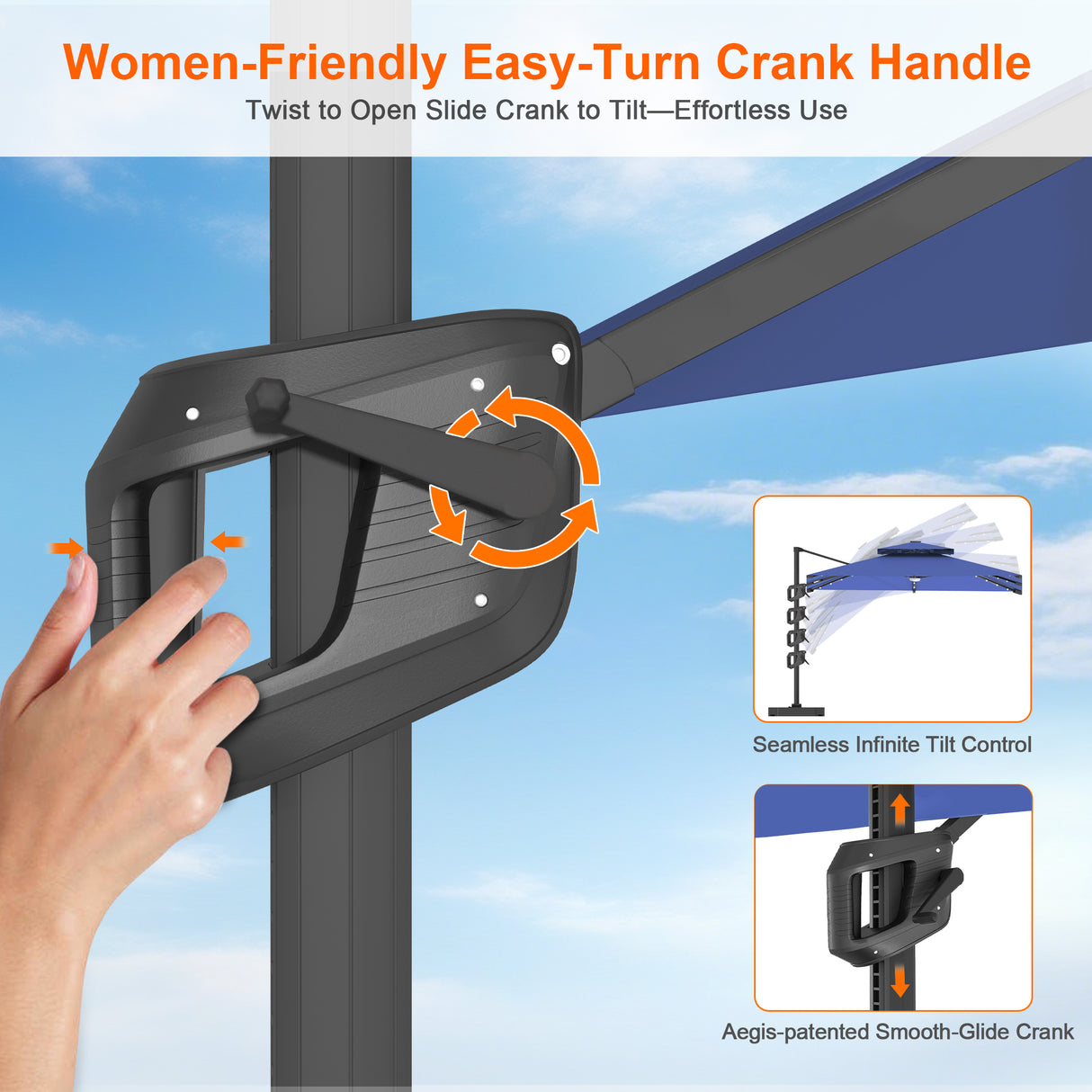 Patioslife Aegis Pro All-weather Cantilever Parasol with LED Lights, Reinforced & Powder-Coated Aluminium Ribs and Pole — Perfect for Garden & Patio