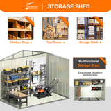 Patioslife YardVault Pro Galvanised Steel Metal Garden Shed with Window, Rust-Resistant Outdoor Tool Shed