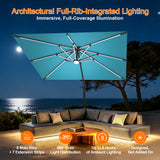 Patioslife Aegis Premium Cantilever Parasol with LED Strip Lights, Fibreglass Ribs & Powder-Coated Aluminium Pole — Luxury Garden & Patio Shade