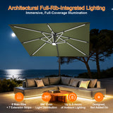 Patioslife Aegis Premium Cantilever Parasol with LED Strip Lights, Fibreglass Ribs & Powder-Coated Aluminium Pole — Luxury Garden & Patio Shade