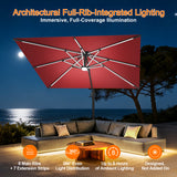 Patioslife Aegis Premium Cantilever Parasol with LED Strip Lights, Fibreglass Ribs & Powder-Coated Aluminium Pole — Luxury Garden & Patio Shade