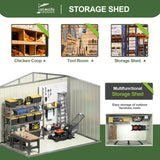 Patioslife Galvanised Steel Garden Shed Gable Roof Metal Outdoor Storage Unit Tool Shed for Garden Backyard Bike Storage All-Weather