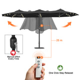 Patioslife Aegis Premium 2.7x4.6m Motorized Garden Parasol — Double-Sided, Remote Control, UPF 50+, Solar LED Lights & Windproof Frame