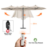 Patioslife Aegis Premium 2.7x4.6m Motorized Garden Parasol — Double-Sided, Remote Control, UPF 50+, Solar LED Lights & Windproof Frame