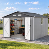 Patioslife YardVault Pro Galvanised Steel Metal Garden Shed with Window, Rust-Resistant Outdoor Tool Shed