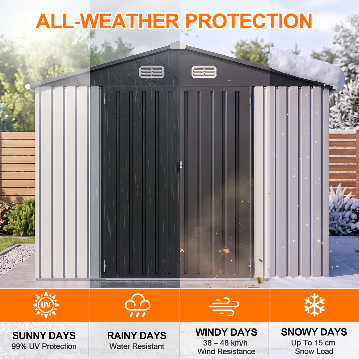 Patioslife YardVault Pro Galvanised Steel Metal Garden Shed with Window, Rust-Resistant Outdoor Tool Shed