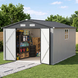 Patioslife YardVault Pro Galvanised Steel Metal Garden Shed with Window, Rust-Resistant Outdoor Tool Shed
