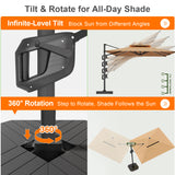 Patioslife Aegis Premium Cantilever Parasol with LED Strip Lights, Fibreglass Ribs & Powder-Coated Aluminium Pole — Luxury Garden & Patio Shade